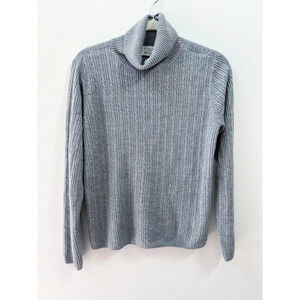 Kim Rogers Cashmalon Gray Cable Knit Sweater Turtleneck Womens Medium